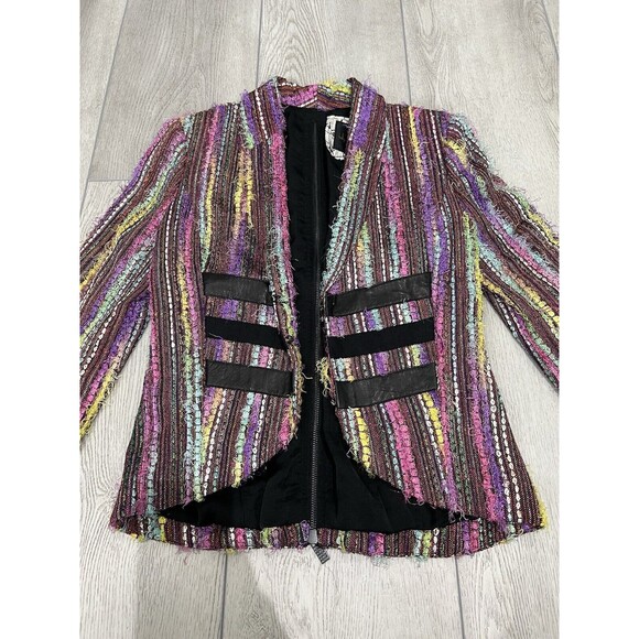 Kelly Wearstler Wearable Art Blazer Lambskin Accent Boucle | Multicolor | Size 0 - Picture 3 of 15